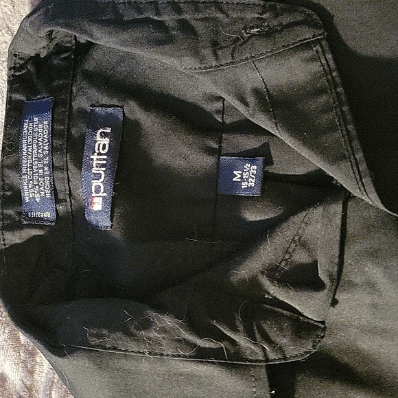 Men's long sleeve button down black shirt wrinkle free55% cotton45% polyester - Picture 1 of 3